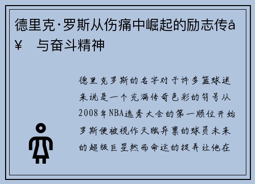 德里克·罗斯从伤痛中崛起的励志传奇与奋斗精神